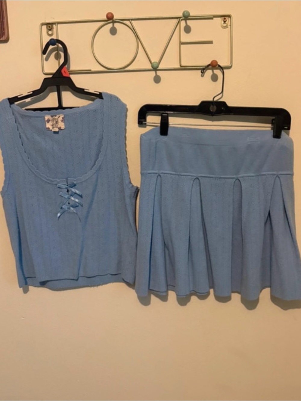 Hippie Rose Light Blue Knit Tank Top & Skirt Set